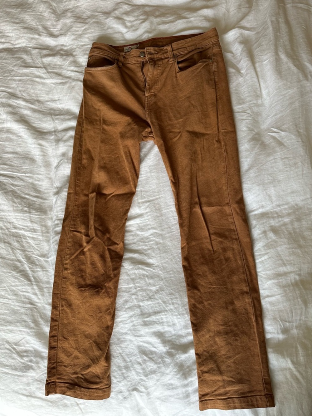 American Giant Slim Straight Chinos in Warm Rust Brown